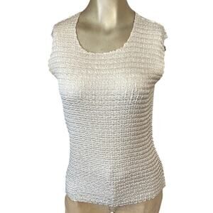 Dressbarn Vintage Sleeveless Blouse Top Women Size Large Crinkle Y2K